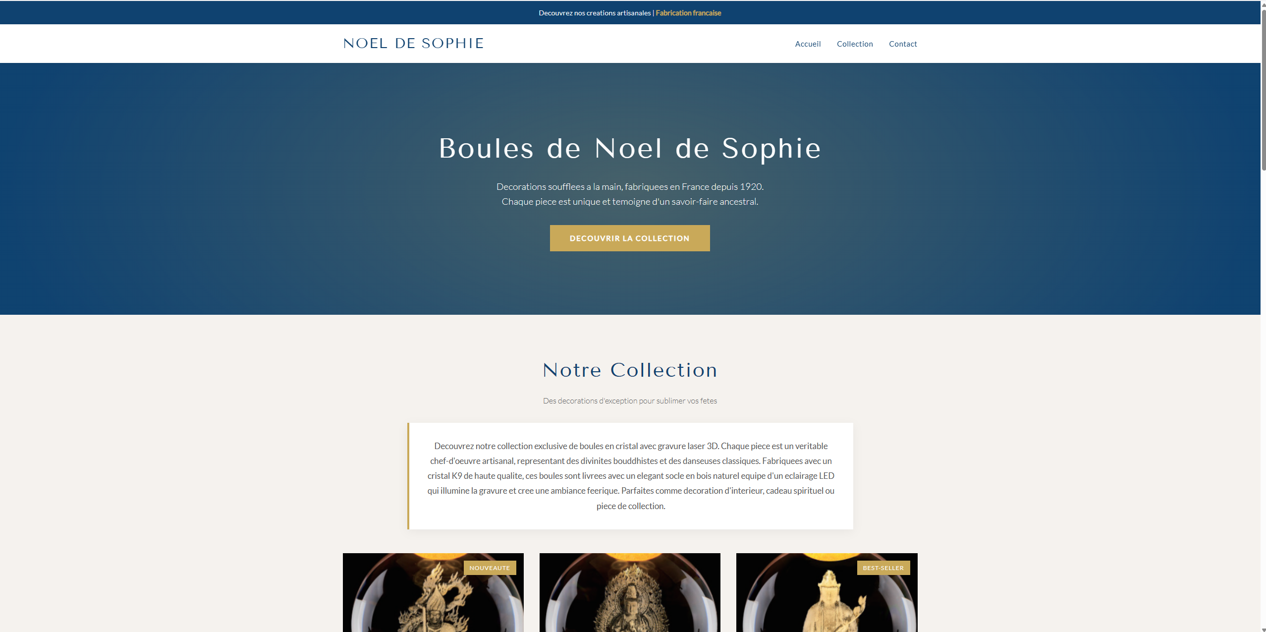 Aperçu du projet Site Vitrine Boutique de Noël